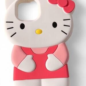 Hello Kitty Bow Black White Yellow Pink IPhone 14 Plus 15 Plus Silicone Case